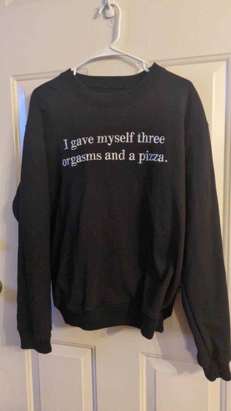 Lazy Cake Women's Pizza Black Sweatshirt, Med, Sustainable French Terry